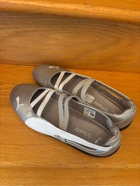 Puma Silver and White Speedcat OG Ballet Sneaker